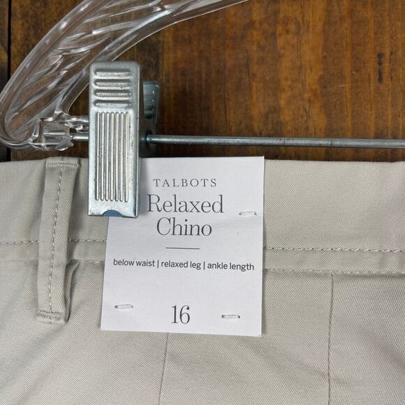 Talbots Relaxed Chino Cream Beige Straight Leg Trouser Ankle Pants Womens 16 NEW - Picture 4 of 10